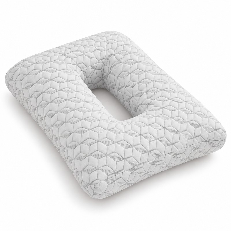 Ear Hole Pillow for Side Sleepers – Rectangular Cushion with