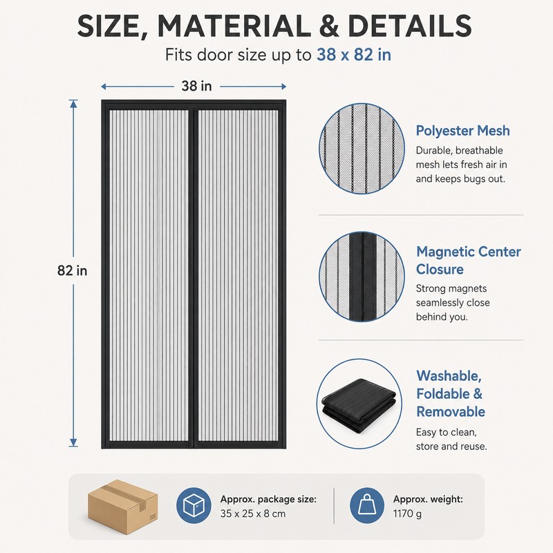 Magnetic Screen Door for Bug Protection – Self-Closing Mesh Curtain