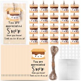 CroBlissful 50 Sets Employee Appreciation Gifts Bulk Cute Resin Marshmallow Smores with Thank You Cards Emotional Support Positive Desk Pets for Classroom Women Men Teachers Coworkers Staff