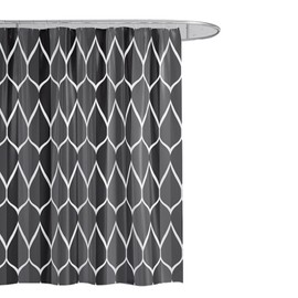 Polyester Waterproof Shower Curtain Abstract Geometric Shower Curtain Modern Luxury Weighted Bath Curtain for Bathroom Black