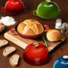 YUTANN Enameled Dutch Oven Cast Iron, 5QT Dutch Oven for Sourdough Bread Baking, Titanium-Enamel Nonstick Coating, Dual Handles Dutch Pots for Braising/Roasting, Oven/Gas Stove/Stovetop Safe