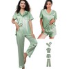 WJing Yi Jia 5Pcs Womens Silk Satin Pajamas Sets XS-XXL