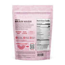 Wunderground Brain Wash Organic Mushroom Superboost Powder for Coffee, Tea, & Water - Cordyceps, Lion's Mane, Chaga, & Reishi Adaptogenic Mushrooms for Focus & Energy - 30-Serving Pouch