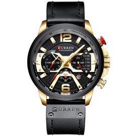 CURREN Mens Quartz Leather Chronograph Wrist Watch and Fashion Strap Analog Watches for Men Luxury Wrist Watch Gifts for Dad Boyfriend Gold Quartz Watch Chronograph, gold, Elegant, professional, rose