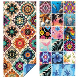 THISFIND 1 Pack Microfiber Thin Beach Towel-Lightweight 71"x32"Oversized,Quick Dry,Sand Free Perfect for Travel, Pool,Yoga,Gym,Essential Beach Accessories & Vacation Gift (1, Flower-1)