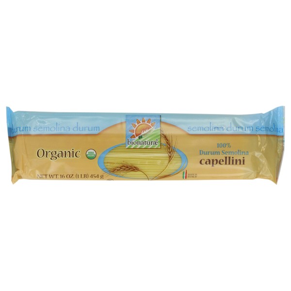 Bionaturae Capellini Durum Semolina Pasta | Durum Semolina Capellini Pasta | Non-GMO | Kosher | USDA Certified Organic | Made in Italy | 16 oz (Pack of 12)