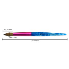 PANA Pure Kolinsky Hair Acrylic Nail Brush - Round Shape Pink Ferrule with White Swirl Blue Handle (Size 20)