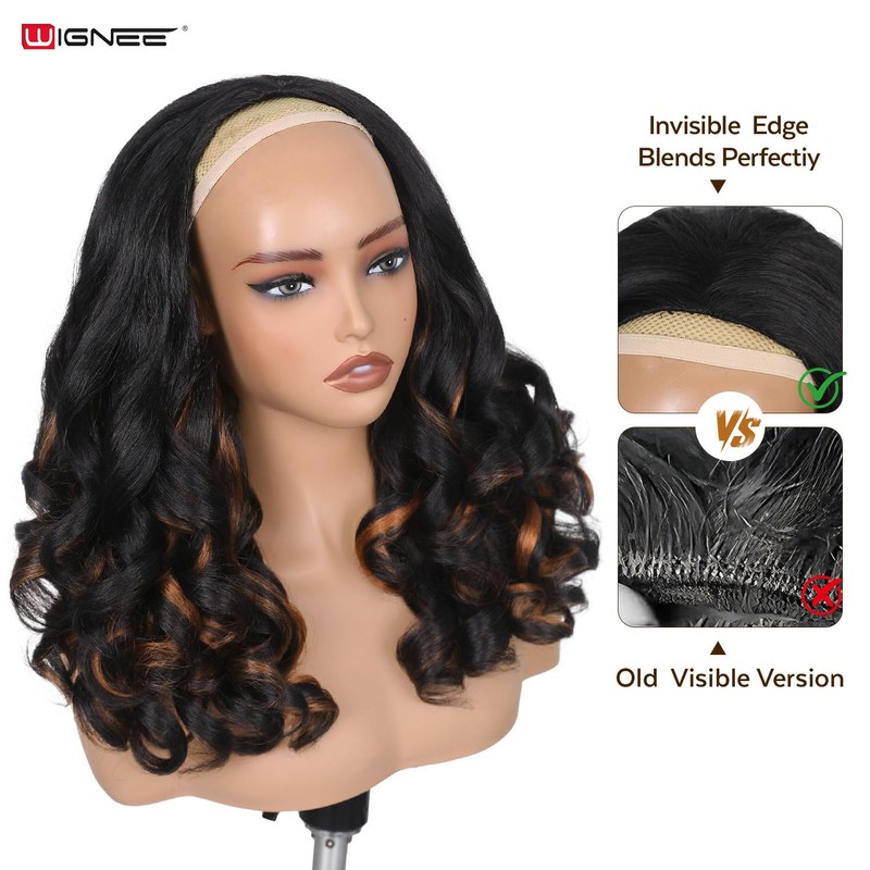 Yaki Curly Half Wig Loose Curly Synthetic Wig for Black