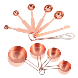 CIYODO Measuring Cup with Spoons Stirring Rod for Accurate Cooking and Baking Kitchen Tool for Liquids Flour and Seasonings Convenient Storage Design Rose Gold