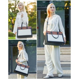 LOVEVOOK Laptop Bag for Women 17 Inch Work Tote, Business Computer Briefcase, PU Leather Tote Bag for Teacher, Office Shoulder Tote Purse