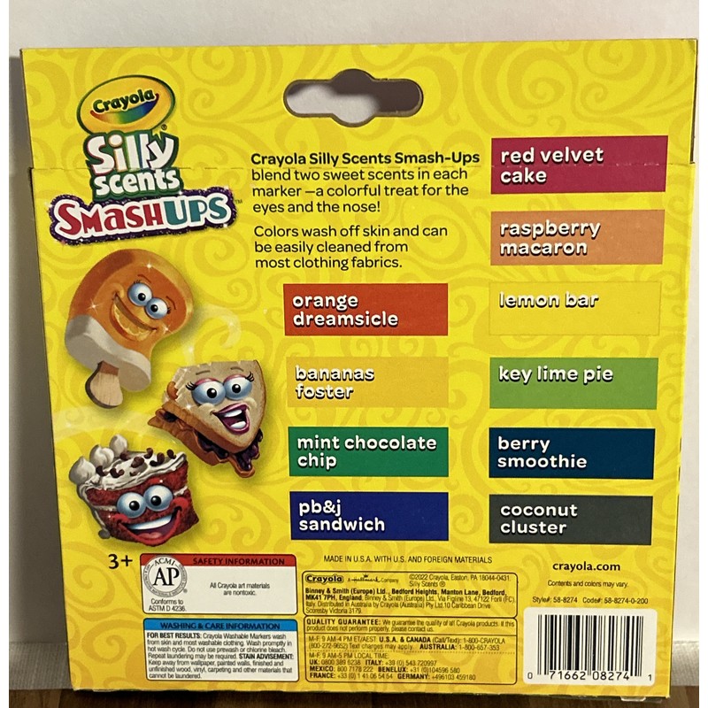 Crayola Silly Scents Smashup Broad Line Washable Markers 10 Count