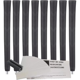 Majek Golf Grips SUPER Jumbo XL Arthritic Black NO LOGO (8 Grips, Tape, Clamp)