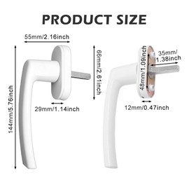 Window Handles, White, Pack of 4 Window Handles, Aluminium without Lock Cylinder, Window Lock Balcony Door Handle in Pin Length 35 mm, Door Handles for Windows, Patio Doors, Balcony Doors