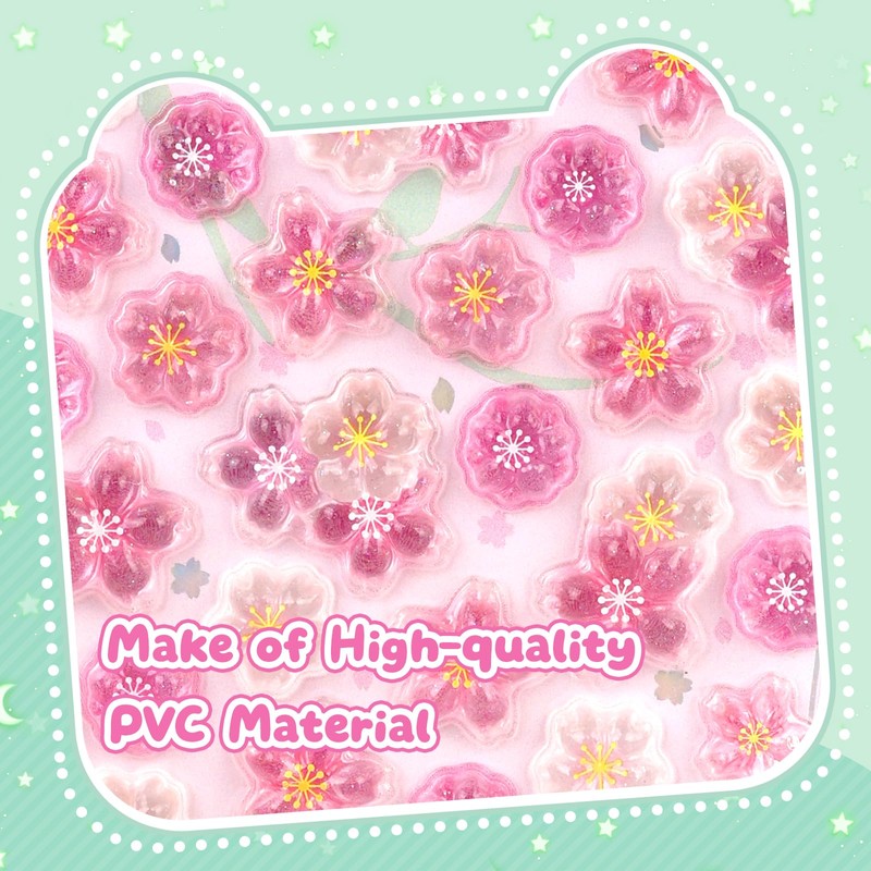 Cute Light Green Cherry Blossom Puff Stickers Kawaii Mini Puffy