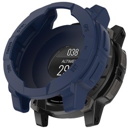 GIOPUEY Hülle Kompatibel mit Garmin Instinct 3 50mm, [2 Stück] Schutzhülle Weich TPU Silikon Schutz Case Cover - Dark Blue