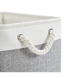 Webeasy Small Storage Box with Handles, Foldable Wardrobe Baskets for Storage, Canvas Linen Storage Baskets for Clothes, Toys, Towels, Office Products, 36cm x 26cm x 16cm, (Two Tone)
