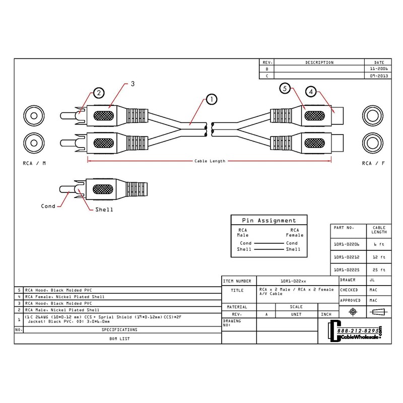 CableWholesale 12-Feet 2 RCA Male/2 RCA Female, Cable Extension (10R1-02212)