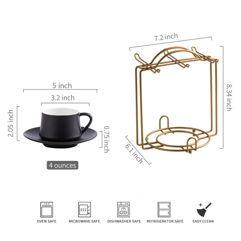 YHOSSEUN Ceramic Espresso Cups Set of 6, 4 Oz Expresso