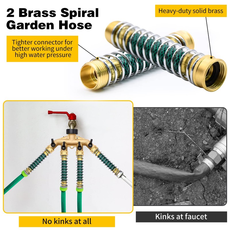 4 Way Hose Splitter with 4Pcs Garden Hose Extension Adapter,