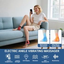 Feelhap Foot Massager, 3-in-1 Massager, Pack of 2 Foot Massager, Electric Foot Massager, 3 Modes and 5 Heat Levels, Wireless Foot Massager, Heated Massage Pad for Ankle, Heel, Sole