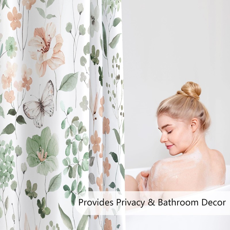 Extra Wide Floral Shower Curtain 108 x 72 for Claw