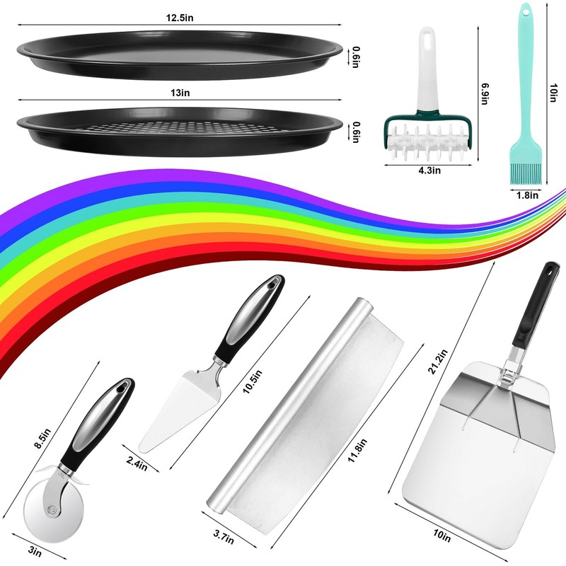 Fat-Cattie Pizza Making Kit with 12"x14" Pizza Peel, 12" Pizza