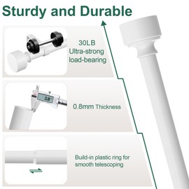 White Curtain Rods for Windows 72 to 144 Inch(6-12ft), 1 Inch Diameter Heavy Duty Curtain Rod, Adjustable Decorative Drapery Poles 72-144", White