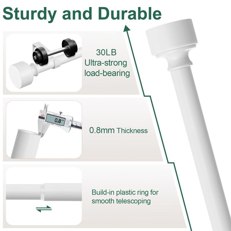 White Curtain Rods for Windows 72 to 144 Inch(6-12ft), 1