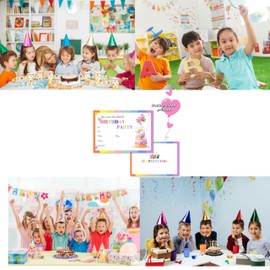 16 Pack Birthday Party Invitation Cards with Envelopes, Perfect for Kids, Adults, and All Celebrations, 4.72 x 6.69 Inches (Hearts)