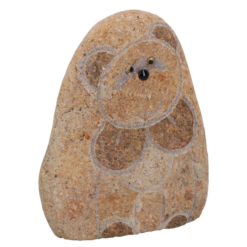 AB Tools Small Teddy Bear River Rock Hand Carved Stone