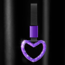 Fabbay Bling Car Accessories Bling Heart Handle Ring Car Accessory for Women Hand Strap Drift Charm Rear Bumper Warning Ring Decor for Auto Bus Interior Exterior Decoration (Purple, Heart Style)