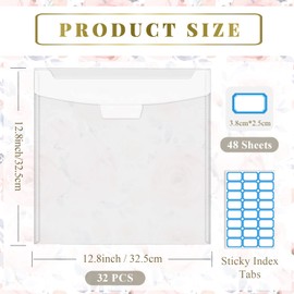 Csyidio 32 Pieces 12x12 Inch Scrapbook Paper Storage Organizer with Label Stickers, Paper Storage Organizer with Sealing Design PVC and Acid-Free for Holding Scrapbook Paper, Vinyl Paper, Photos