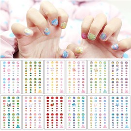 EBANKU Nail Stickers for Hands, 12 Pieces, Nail Stickers, Nail Design, Nail Art, Gel Nail 3D Nail Wrap, Cute, Women's, Ultra Thin, Layered, Reward Stickers, for Birthday Parties, Cultural Festivals,