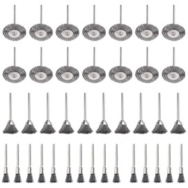 ANBOWEI Small Wire Brush Set, 45 Pieces Mini Steel Brushes, Cup Brushes, Brush Brushes, Disc Brushes, 3 Shapes, 15 Each with 3 mm Shank, Wire Brush for Dremel Multifunctional Tools Accessories