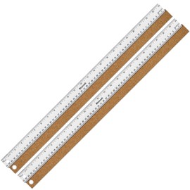 Boompark 2PCS 24 Inch Metal Ruler, Stainless Steel Straight Edge Ruler with Cork Backing, Non-Slip Imperial & Metric Measuring Tool for School, Office, Woodworking, Drafting