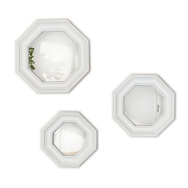 Two's Company Octogon Set of 3 Convex Hanging Wall Mirrors - Resin/Mirror