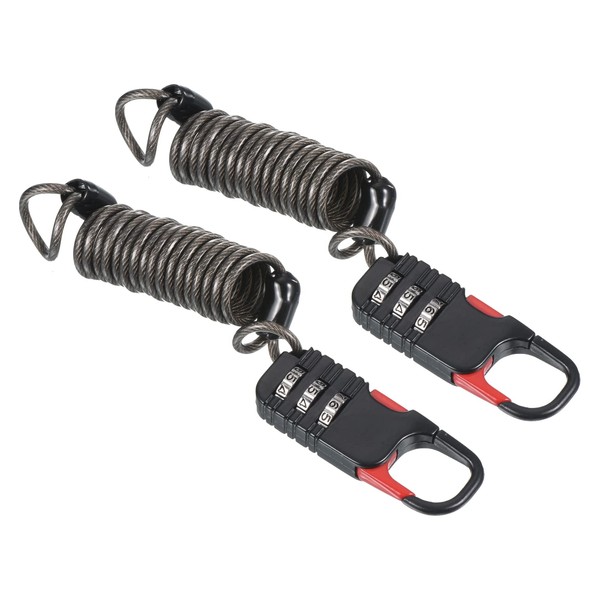 PATIKIL 2 Pack 3 Digit Combination Lock, Helmet Padlock Cable