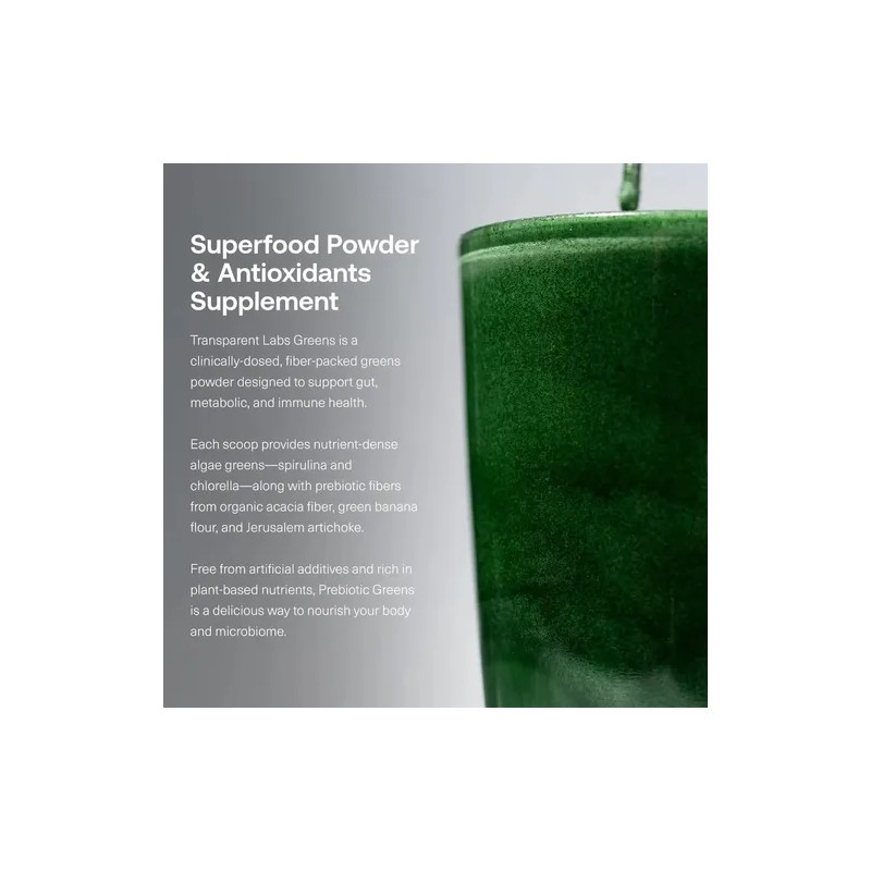 Transparent Labs Prebiotic Greens Superfood Antioxidantes 30