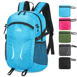 SFIUYDS Large Hiking Daypack,30L Waterproof Hiking Backpack Packable Lightweight Travel Day Pack for Women Men (Blue, Large)