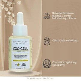 Nuestra Tierra Cosmética Exo Cell Suero Facial con Exosomas Vegetales, pH 5.0, para Todo Tipo de Piel, Tratamiento Rejuvenecedor Día y Noche, 30ml
