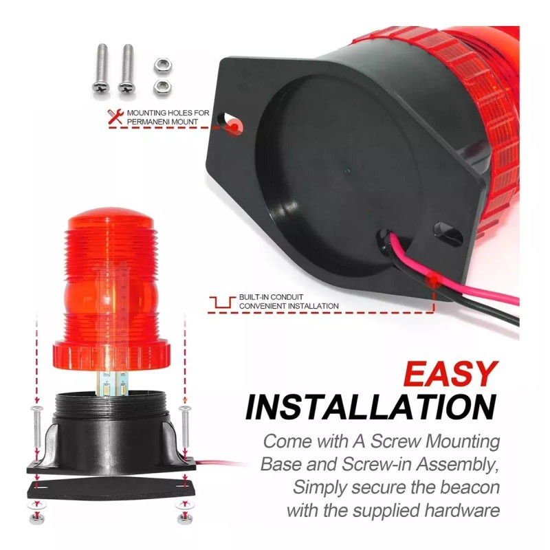 PUNKZZ Torreta Led Ambar 30led Estrobo Para Montacargas Universal