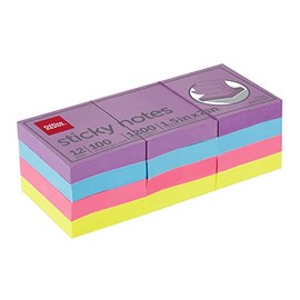 Office Depot® Brand Sticky Notes, 1-1/2" x 2", Assorted Vivid Colors, 100 Sheets Per Pad, Pack Of 12 Pads