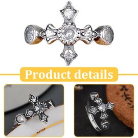 UEIOAVL Rings for Men Crystal Cross Ring Punk Rhinestone Christian Jesus Christ Lord Cross Ring Prayer Jewelry for Men Women