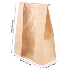ZEONHEI 150 PCS 13.7x8.2x3.5in Paper Bread Bags, Bakery Storage Bags with Clear Window, Large Bakery Containers with Stickers for Packing Sourdough Homemade Bread