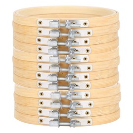 Juego de aros de bordado de bambú de 12 piezas, anillos redondos de madera ajustables, aros de punto de cruz para bordado de punto de cruz manualidades costura