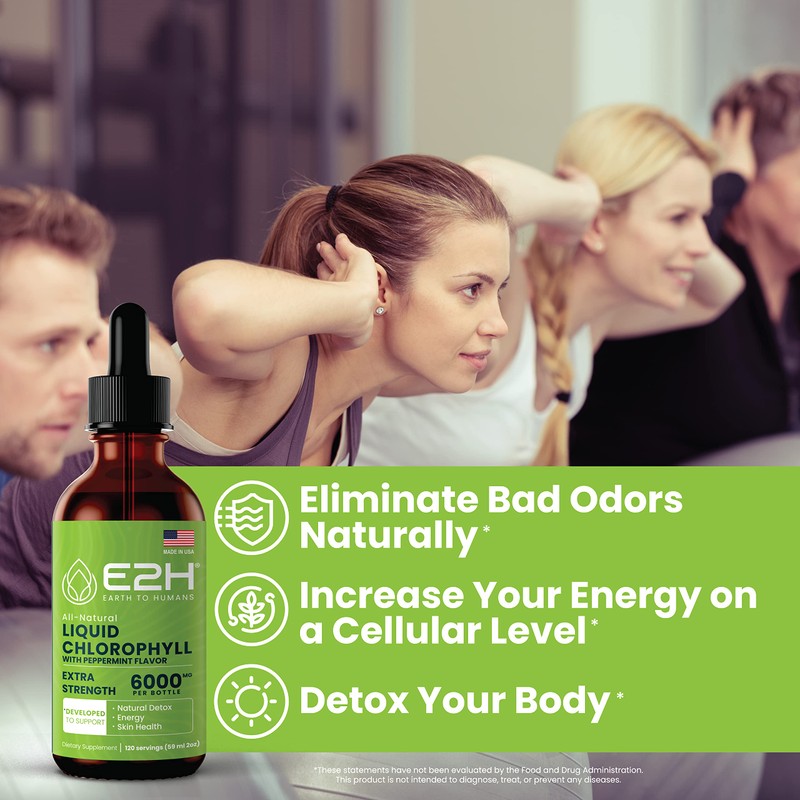 E2H Chlorophyll Liquid Drops - Natural Energy Booster, Immune System