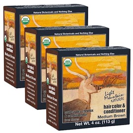 Light Mountain Natural Hair Color & Conditioner, Medium Brown, 4 oz (113 g) (Pack of 3)