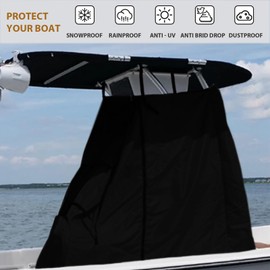 Universal T-Top Center Console Cover for Boat, Heavy Duty 600D Waterproof T Top Console Cover, Protecting Boat Center Console and Helm Seat, Large Size up to 94" L 58" W 82" H