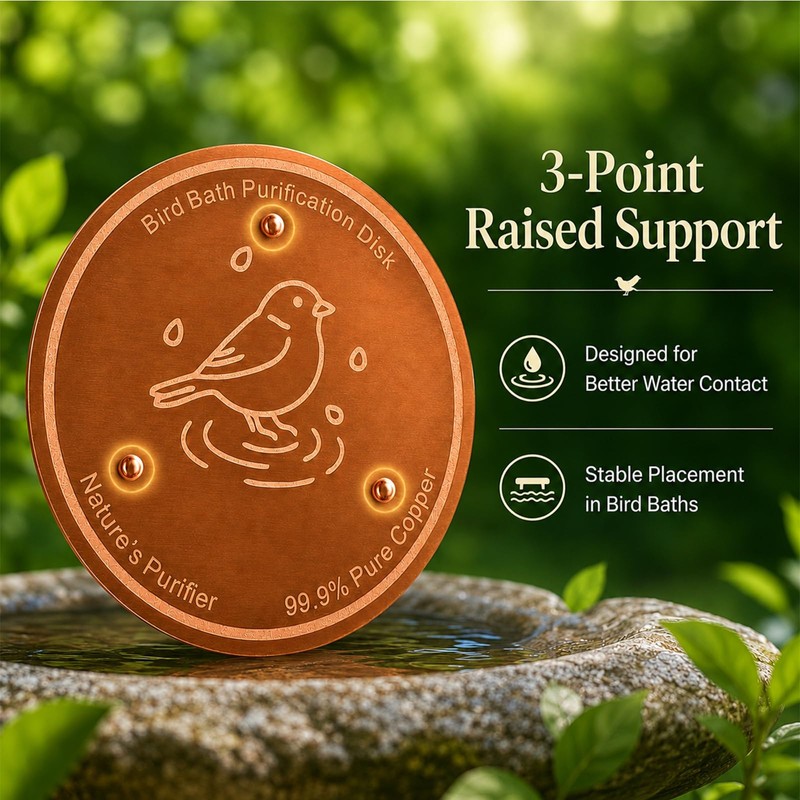 KuuDack Bird Bath Copper Disk – 99.9% Pure Copper, Triple-Point