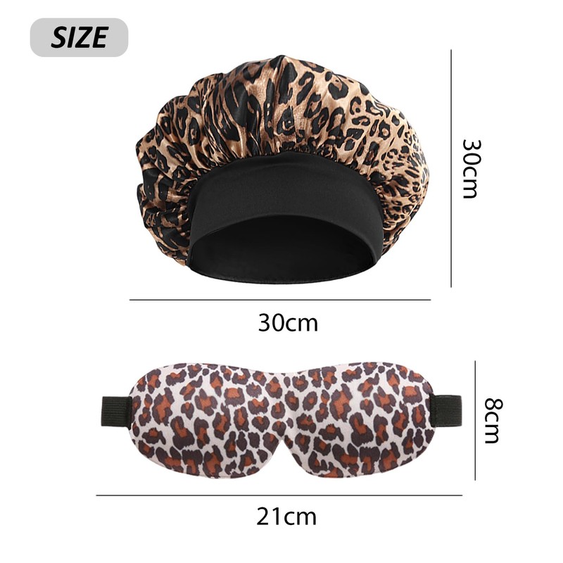 1 Sleeping Eye Mask, 1 Leopard Print Nightcap, Three-Dimensional Eye